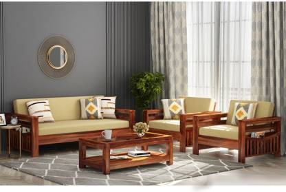 Parker Sheesham Wooden 5 Seater Sofa Set for Living Room Without Pillow