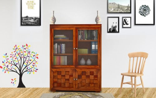 Blakely Sheesham Wooden 2 Glass Door Bookshelf