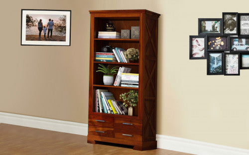 Valeria Sheesham Wooden 4 Drawer Bookshelf