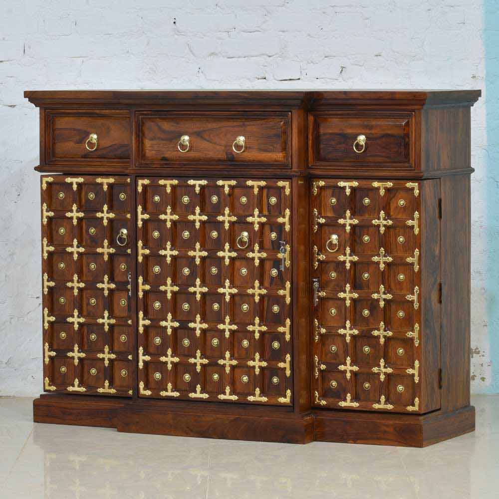Bailey Bar Cabinet with Brass Design