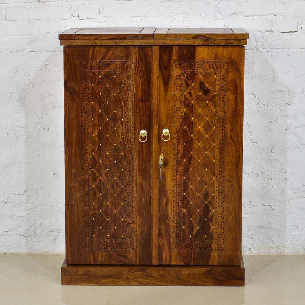 Ember Bar Cabinet with Brass Design