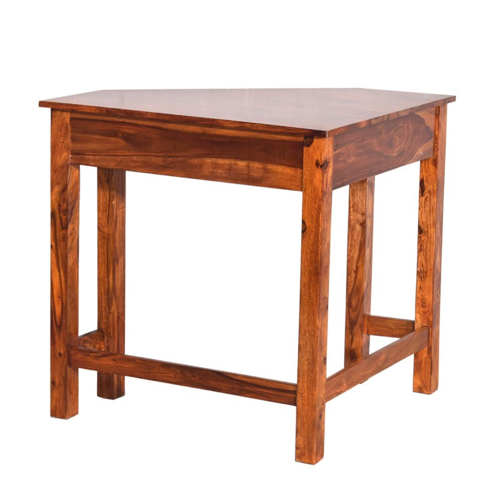 Madeleine Wooden Corner Table With Drawers