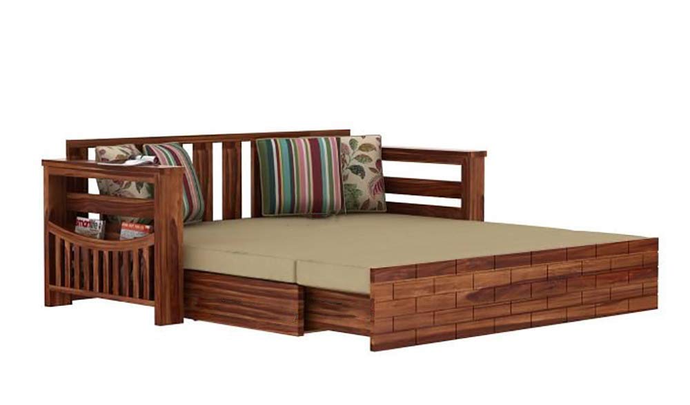 Genevieve Wooden Furniture Wallet Sofa Cum Bed Without Pillow