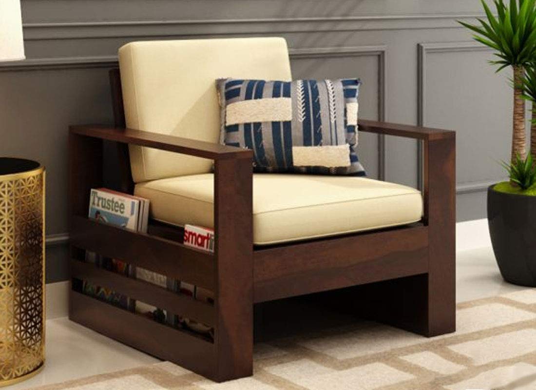 Oakley Sheesham Wooden 5 Seater Sofa Set for Living Room Without Pillow