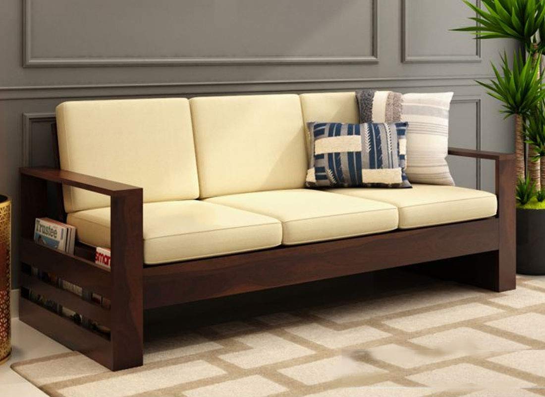 Oakley Sheesham Wooden 5 Seater Sofa Set for Living Room Without Pillow