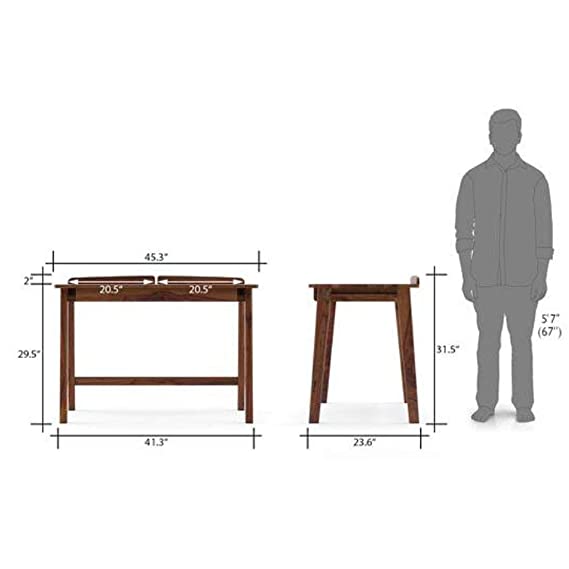 Phoebe Study Table for Home & Office with Drawer (Natural Brown Finish)