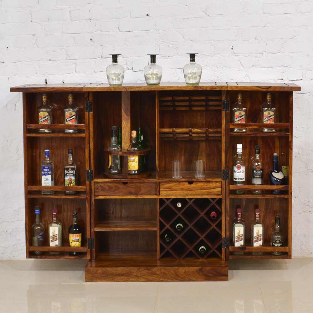 Ember Bar Cabinet with Brass Design