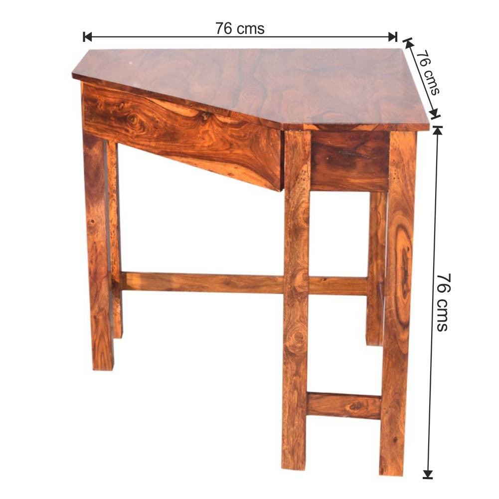 Madeleine Wooden Corner Table With Drawers