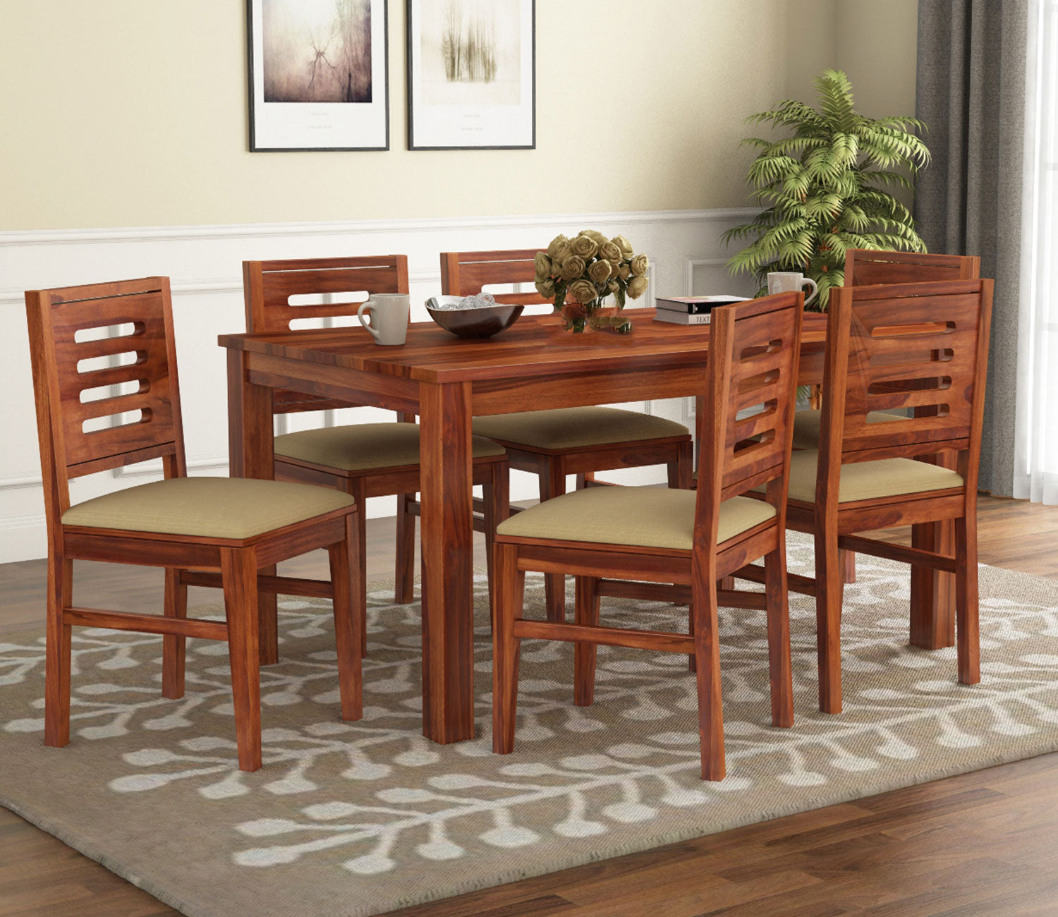 Bunny Cushioned 6 Seater Dining Table Set