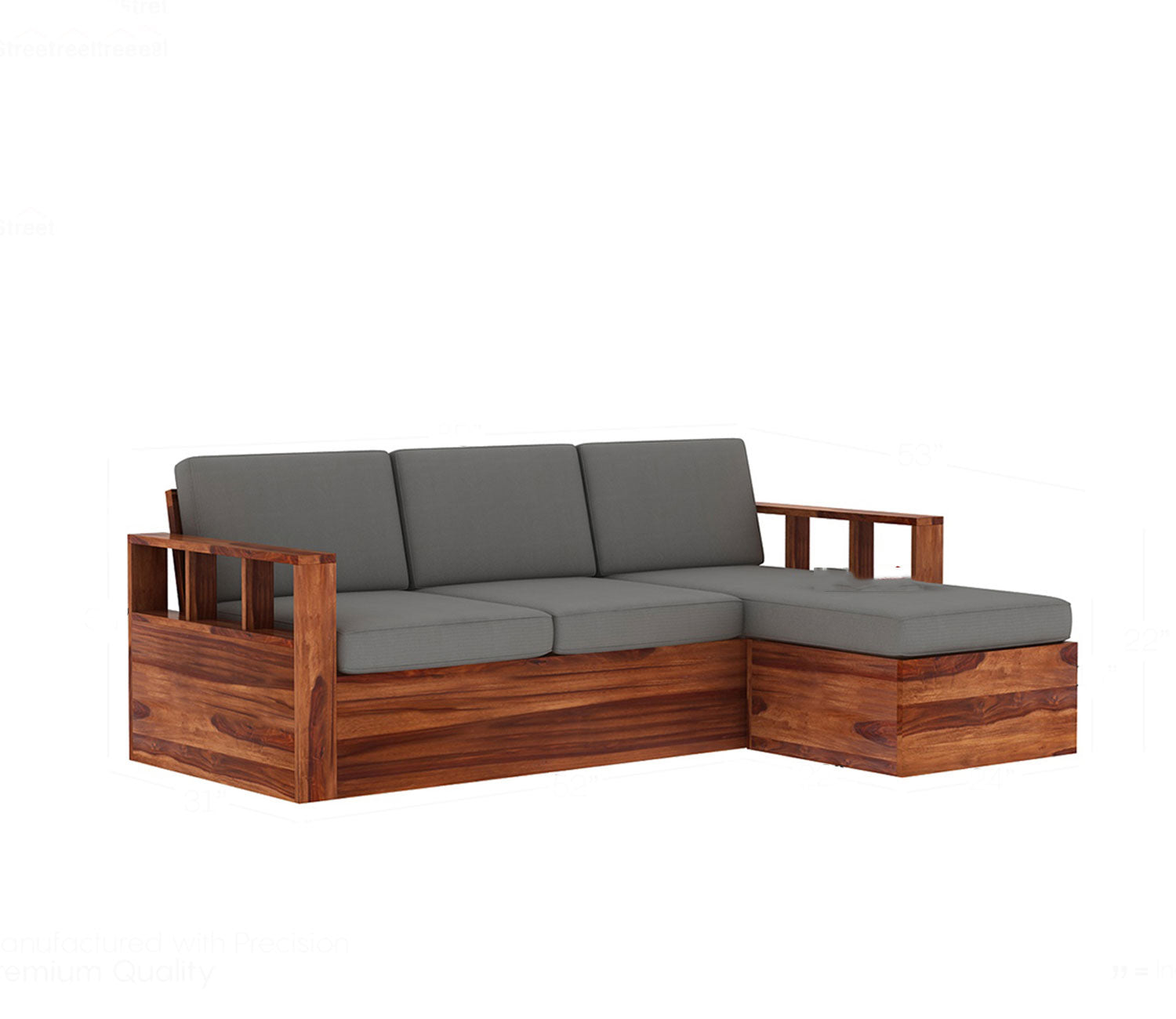 Herman L-Shaped Sheesham Wood Multifunctional Corner Sofa with Storage