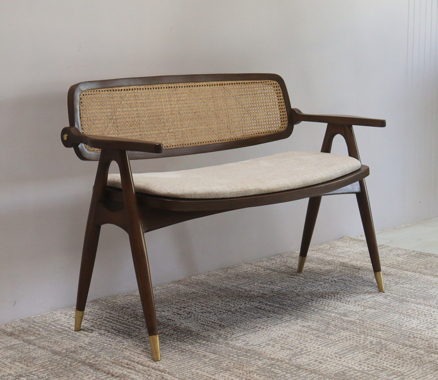 Justin Teak Wood Bench with Cushion Seating