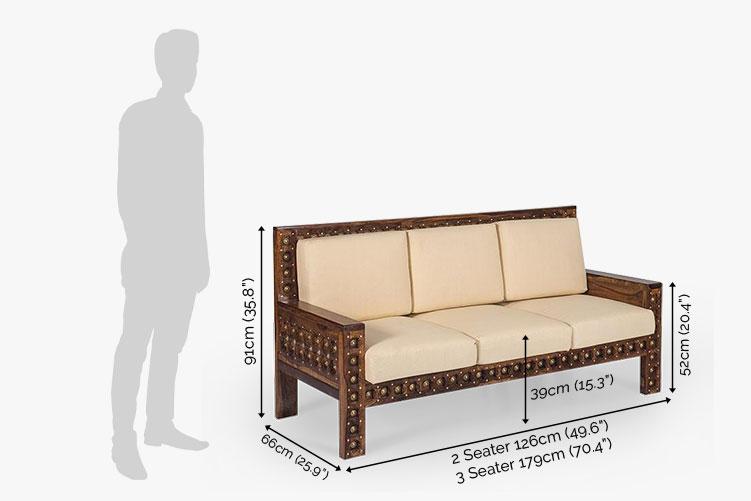 Faron Solid Wood Brass Royal Sofa set