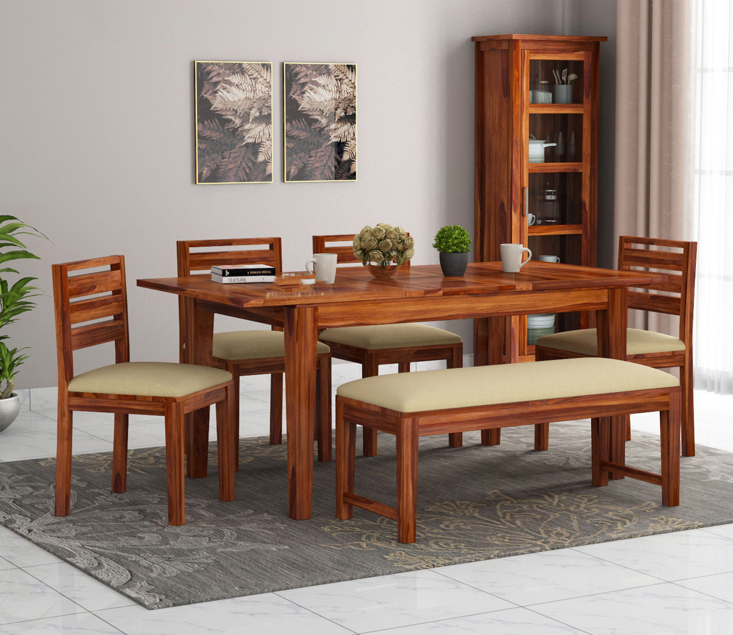 Kitten 6 Seater Extendable With Bench Dining Set