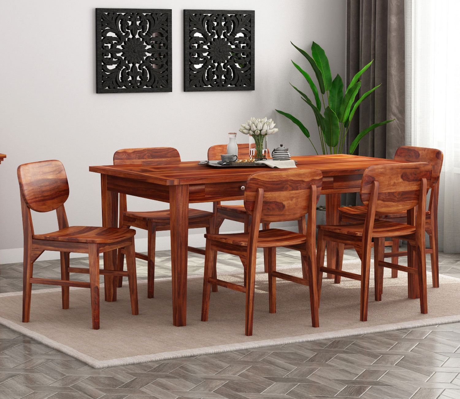 Mcbeth Barrel 6 Seater Dining Set