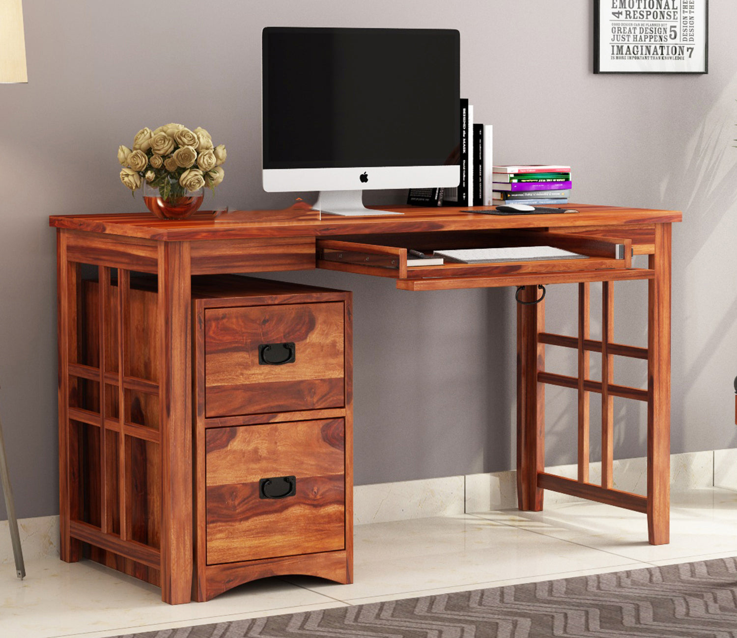 Ellie Computer Table With Keyboard Tray and Drawer Storage
