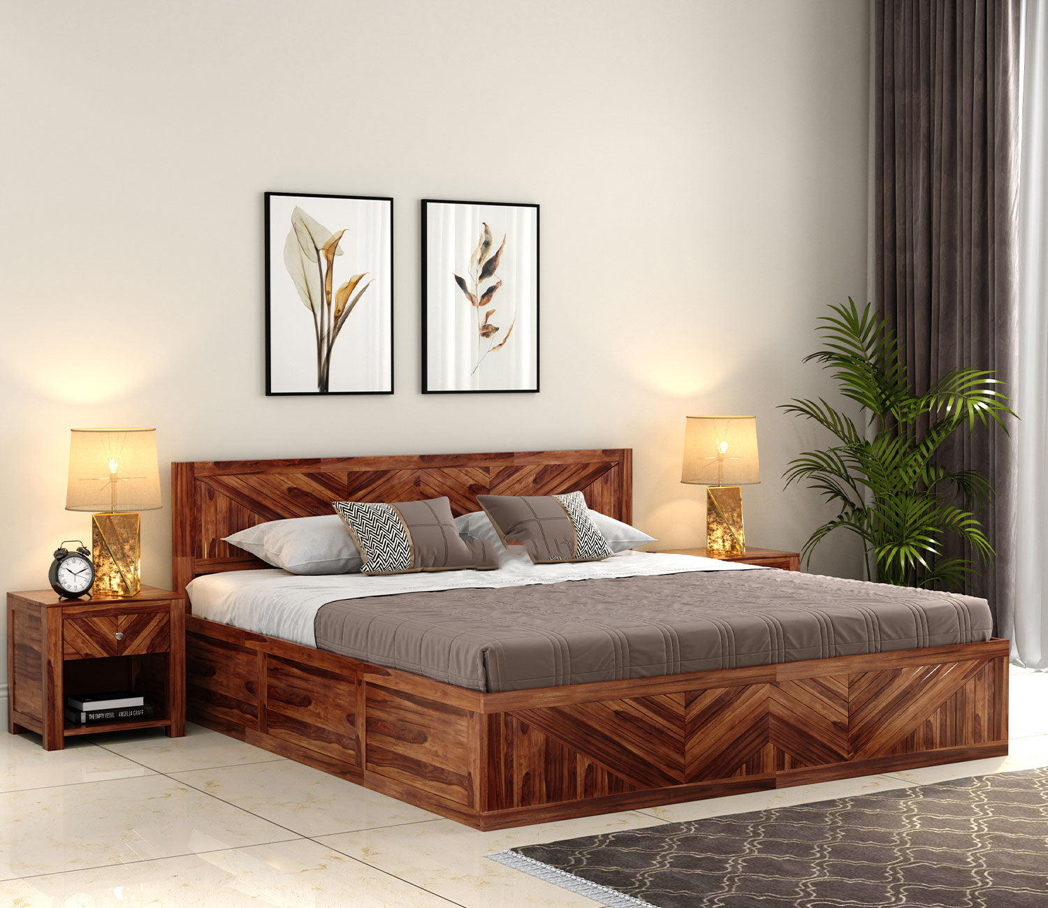 Tanner Sheesham Wood Bed With Box Storage