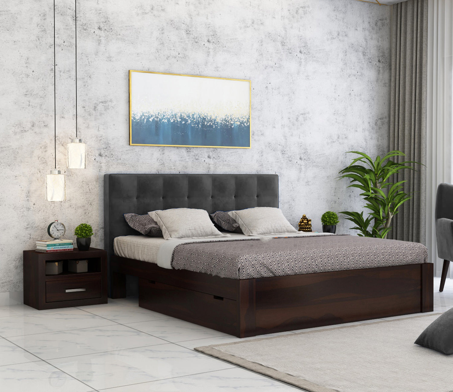 Sean Upholstered Bed With Side Storage