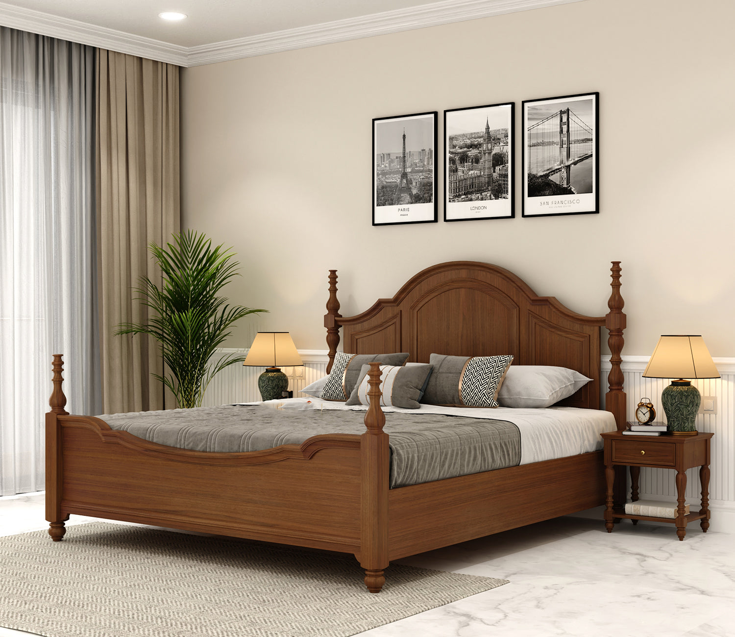 Wilder Ash Wood Poster Bed Without Storage
