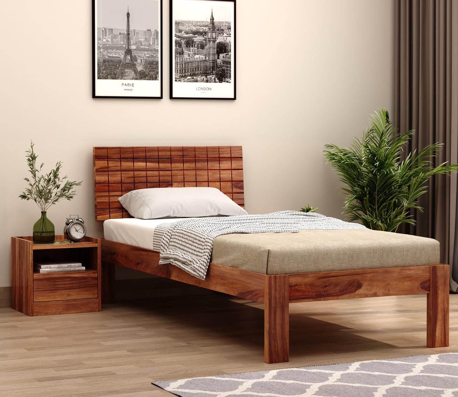 Santino Sheesham Wood Without Storage Bed