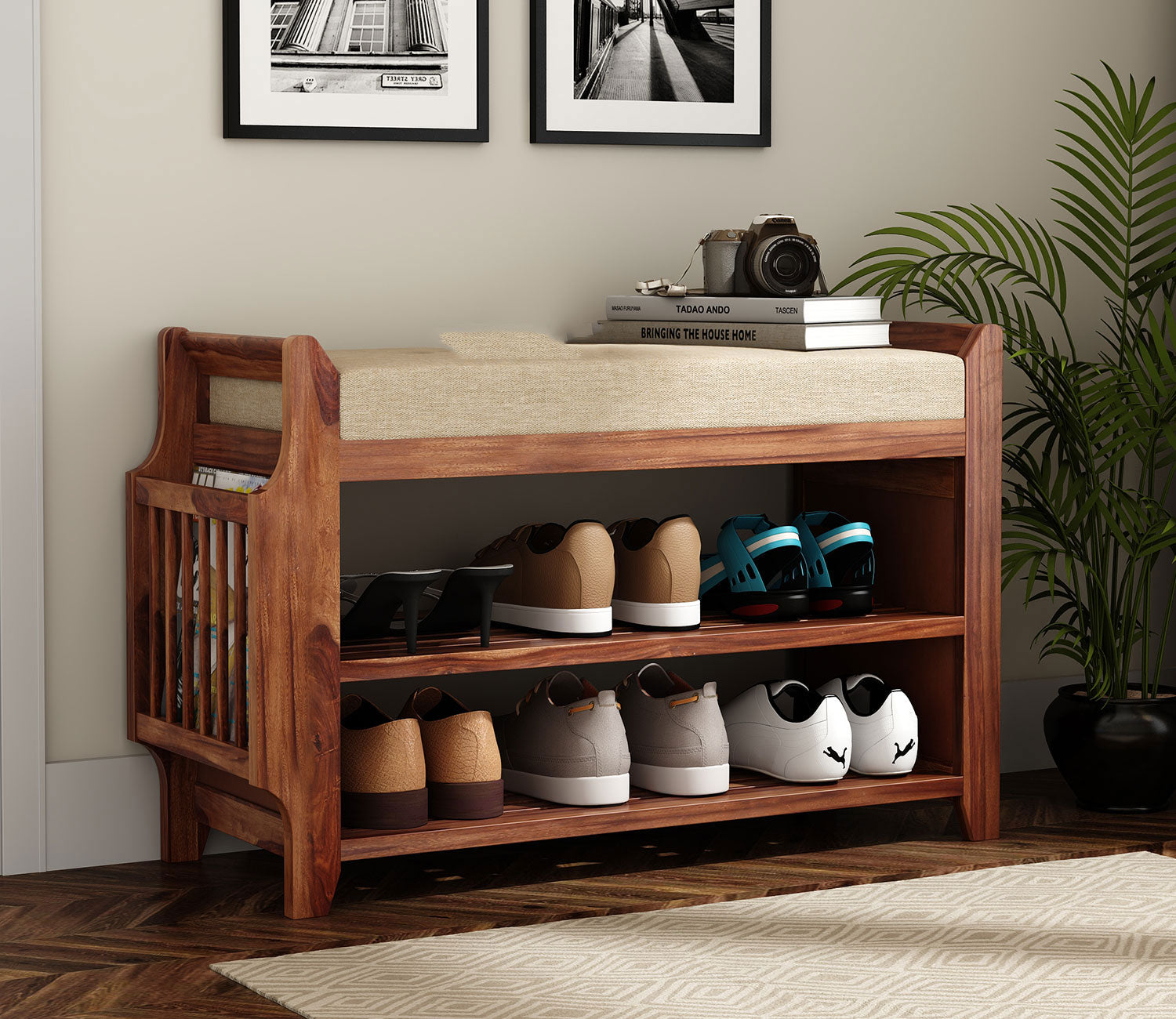 Jax Shoe Rack with Seat and Shelves