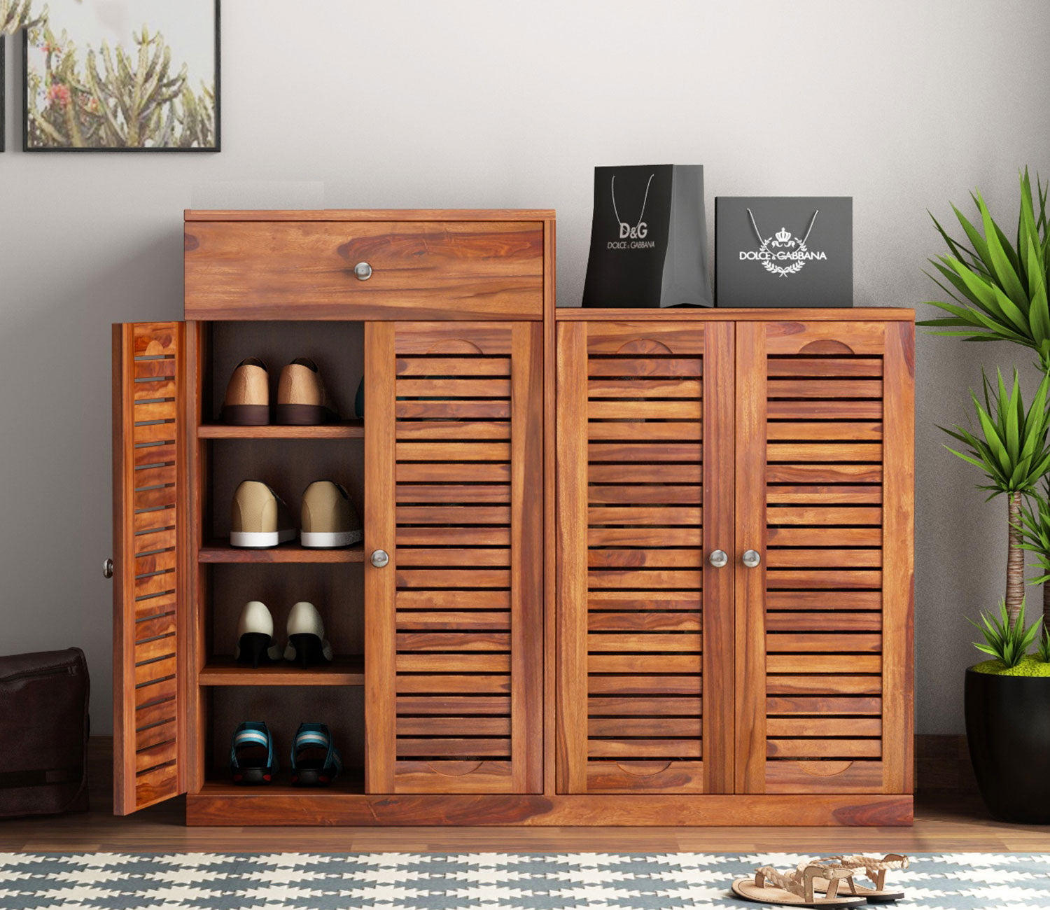 Atticus Sheesham Wood Shoe Rack