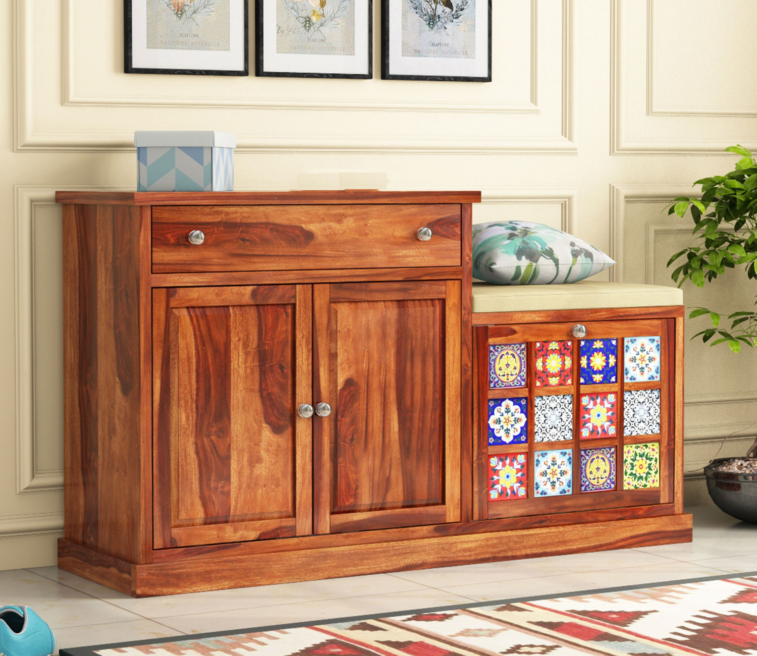 Tobias Modern Wooden Shoe Rack With Seat