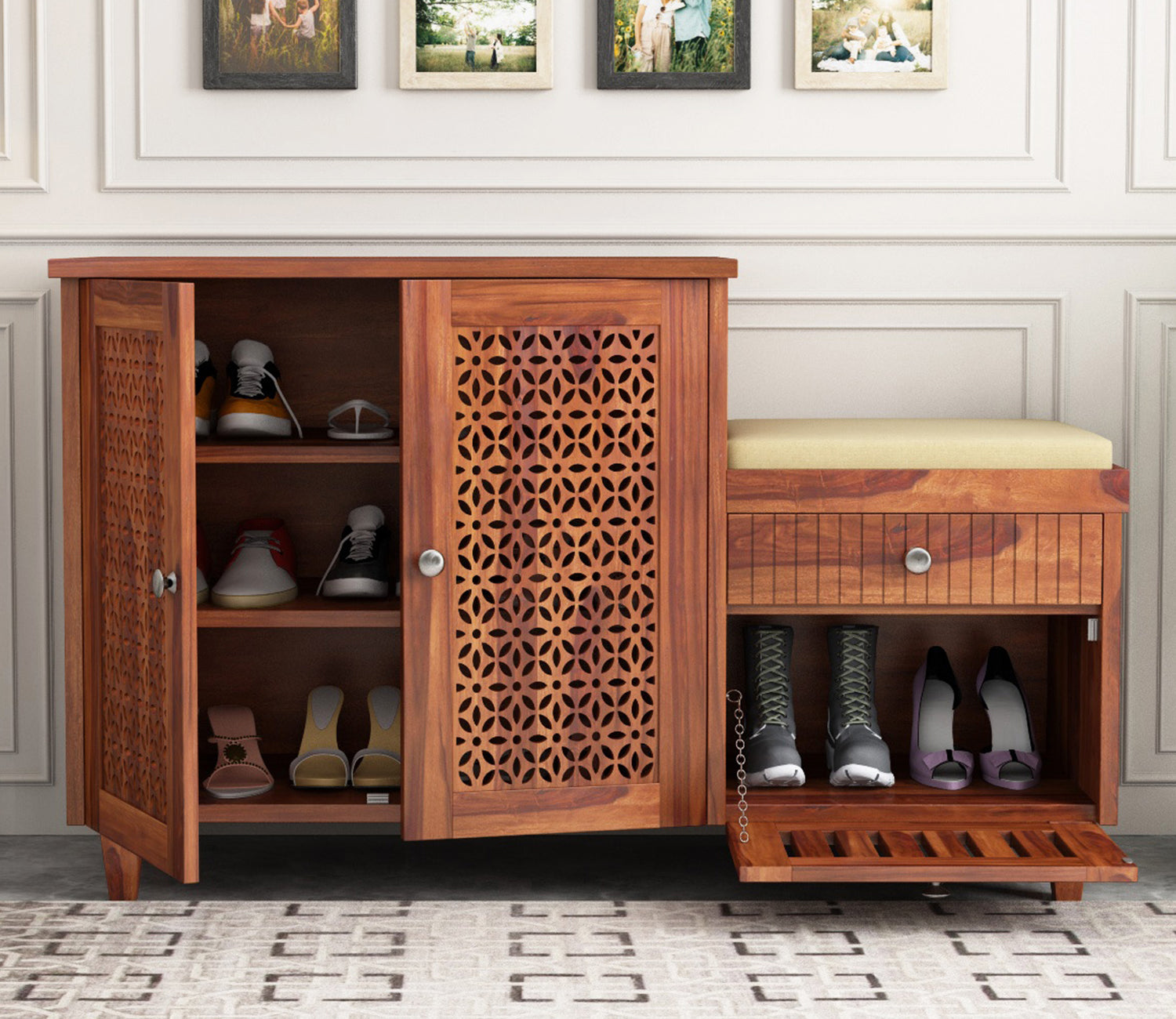 Preston Shoe Rack with Seat and Storage Drawers