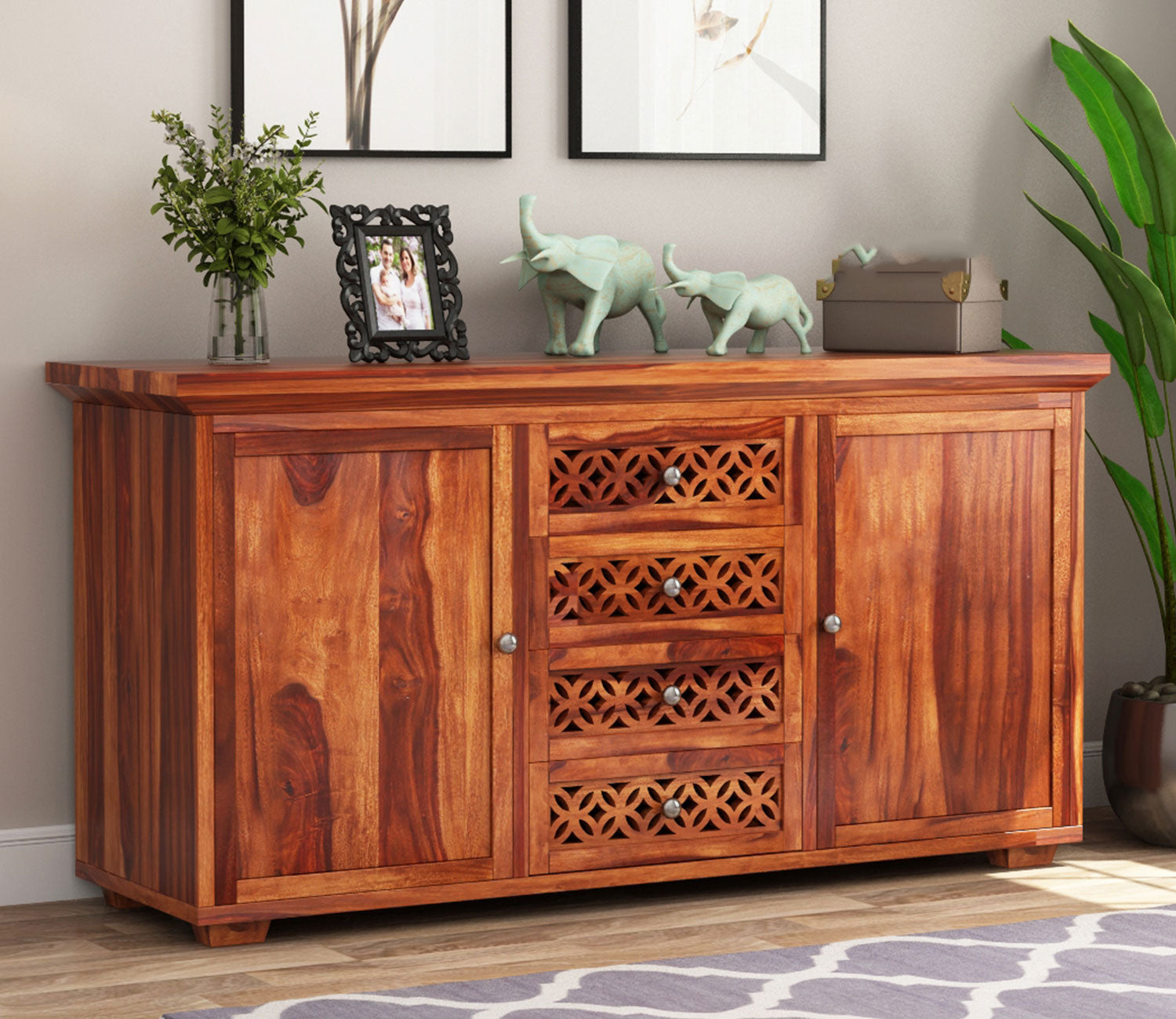 Kenneth Sheesham Wood Storage Cabinets and Sideboard