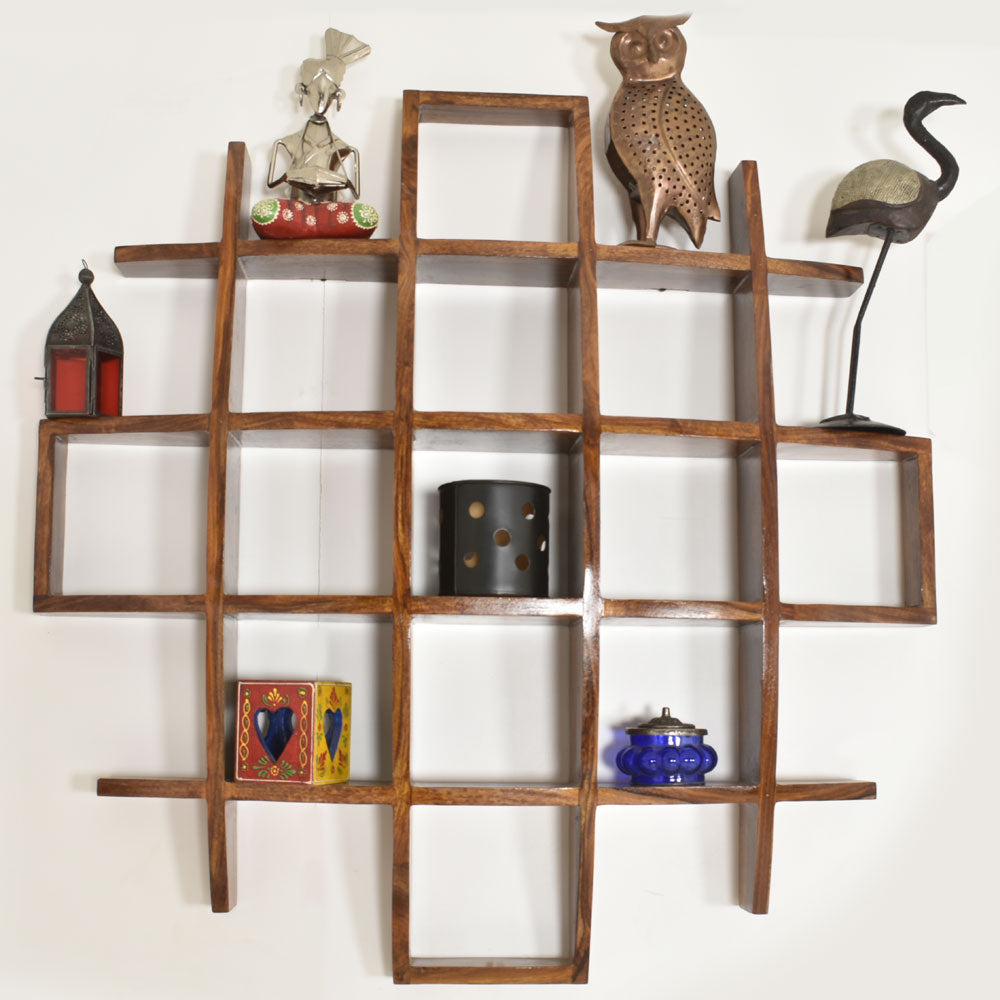 Ophelia Wood Intersecting Boxes Wall Shelves