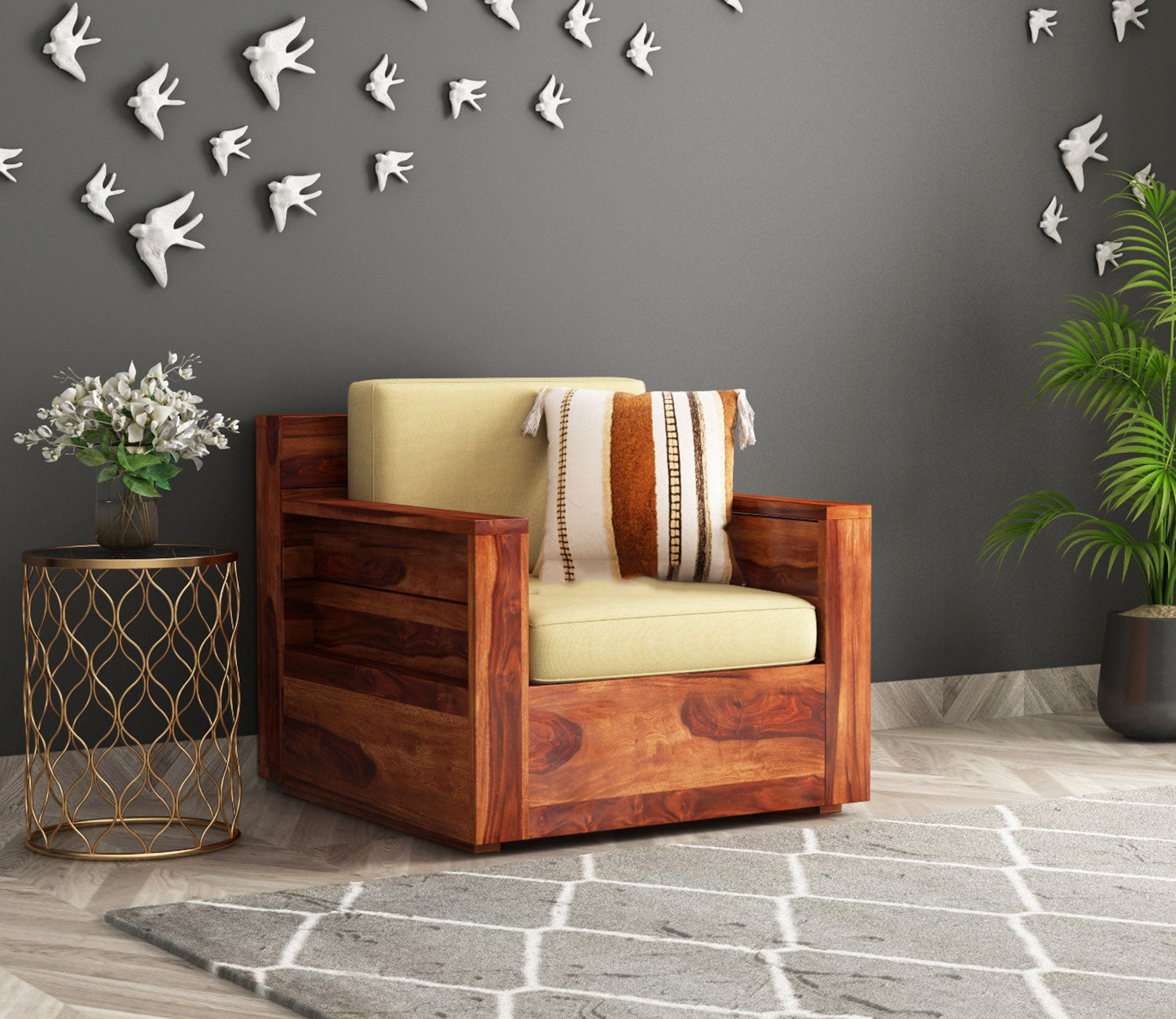 Ava Wooden Sofa 3+1+1