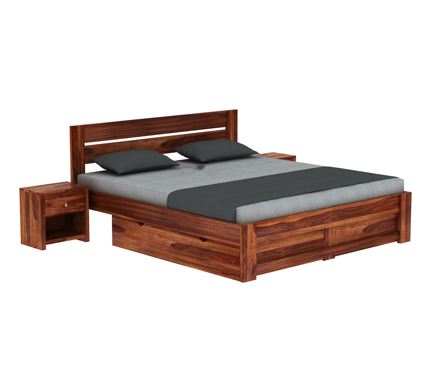 Sutton Sheesham Wood Bed With Drawer Storage