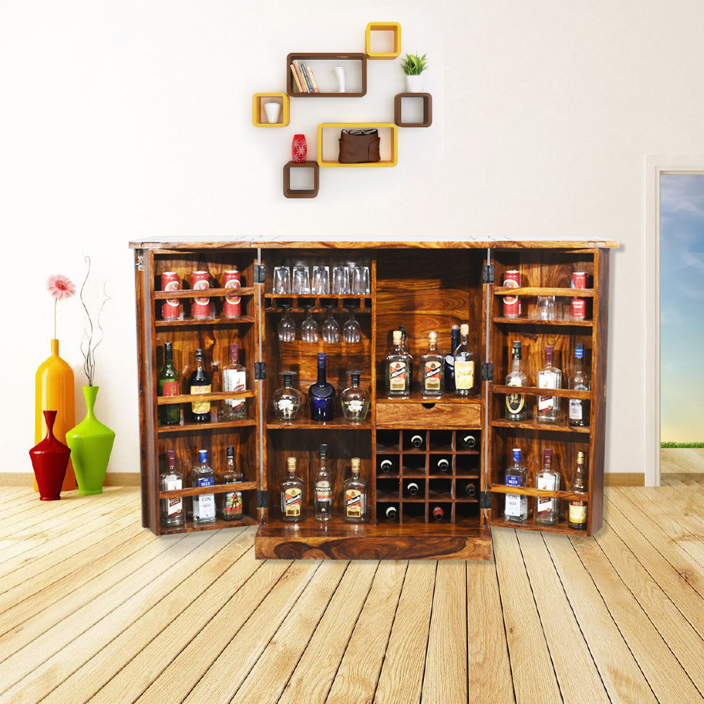 Saoirse Wood Regular Diamond Design Bar Cabinet