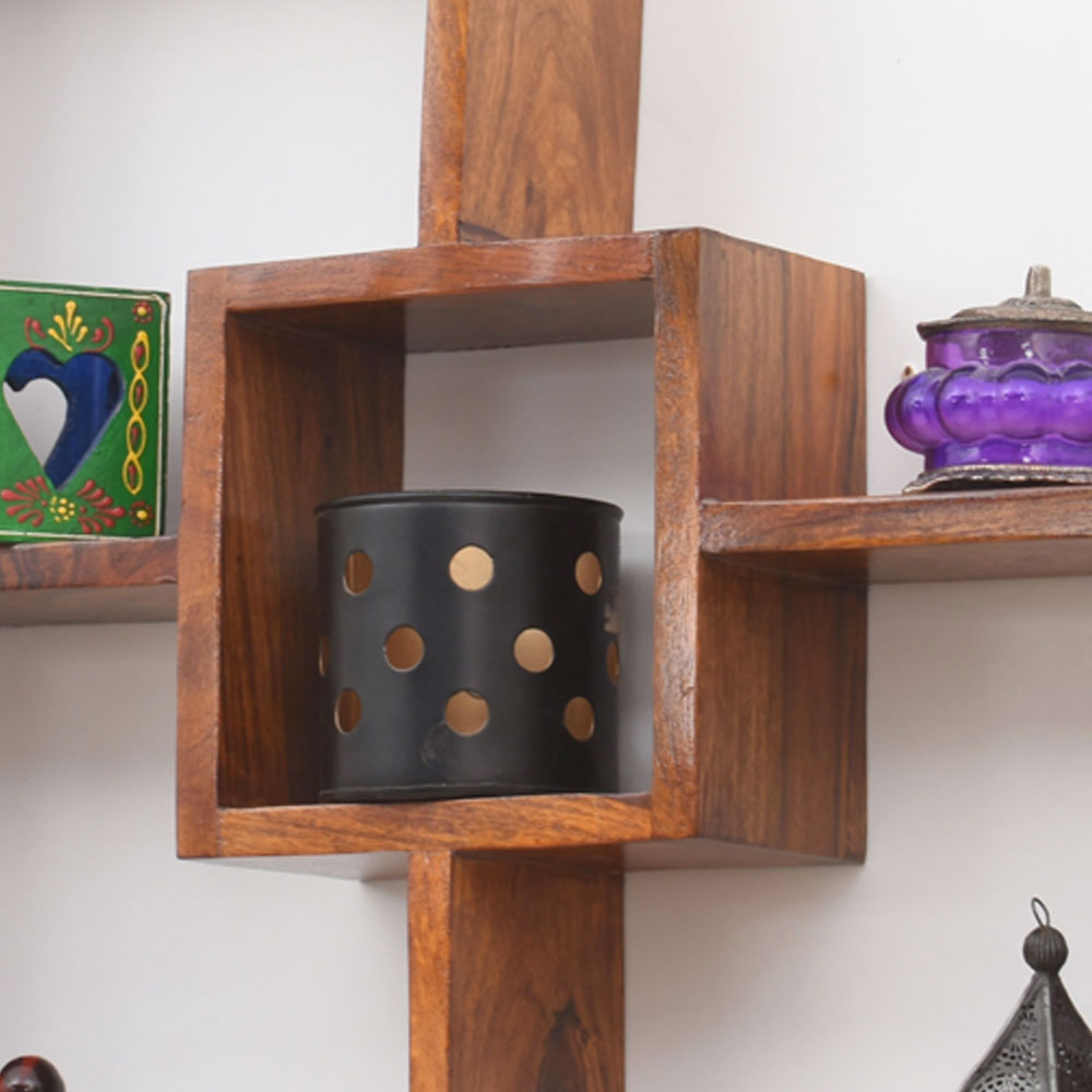 Jordyn Wood Wide Cube Wall Shelf