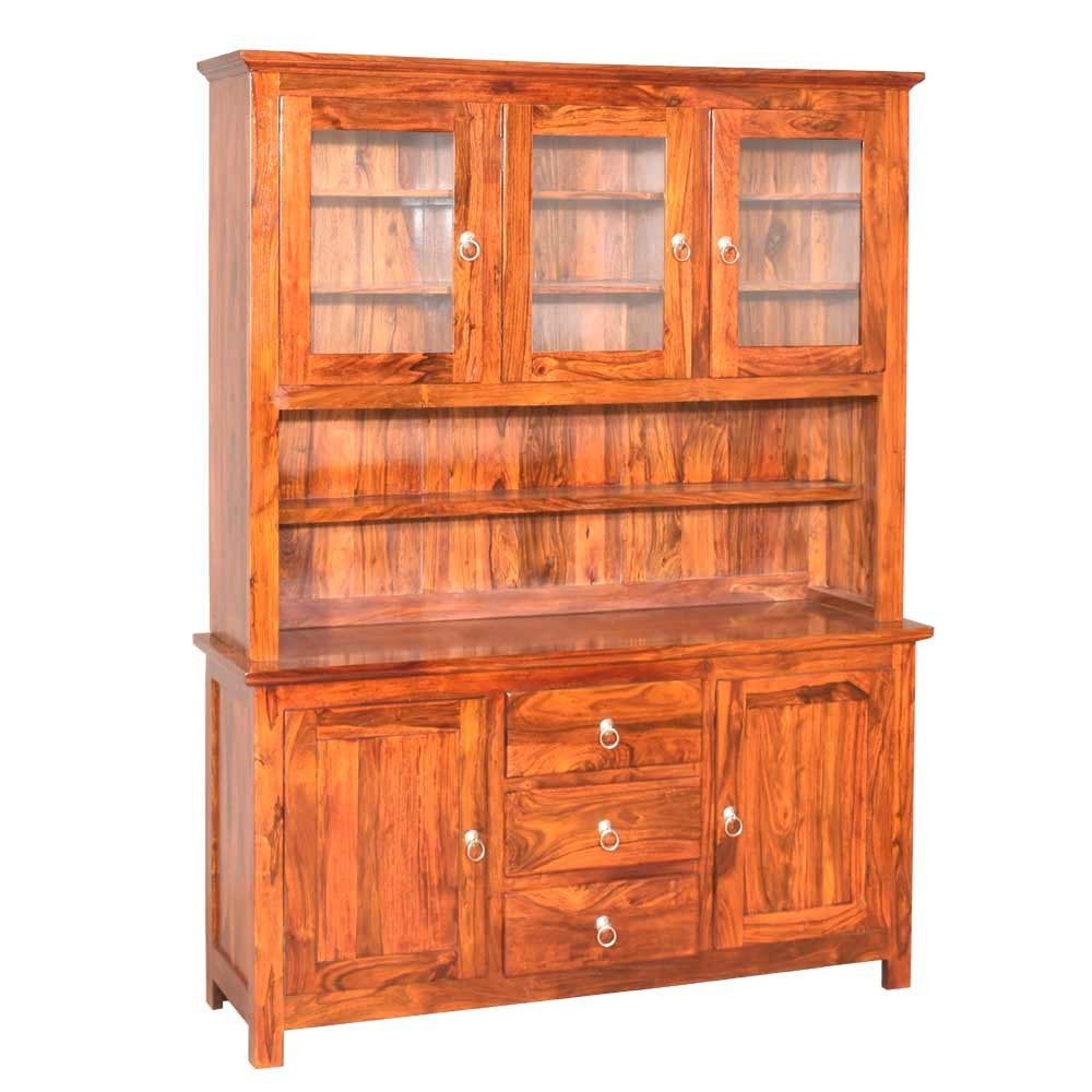 Rowan Solid Wooden Glass Crockery Almirah