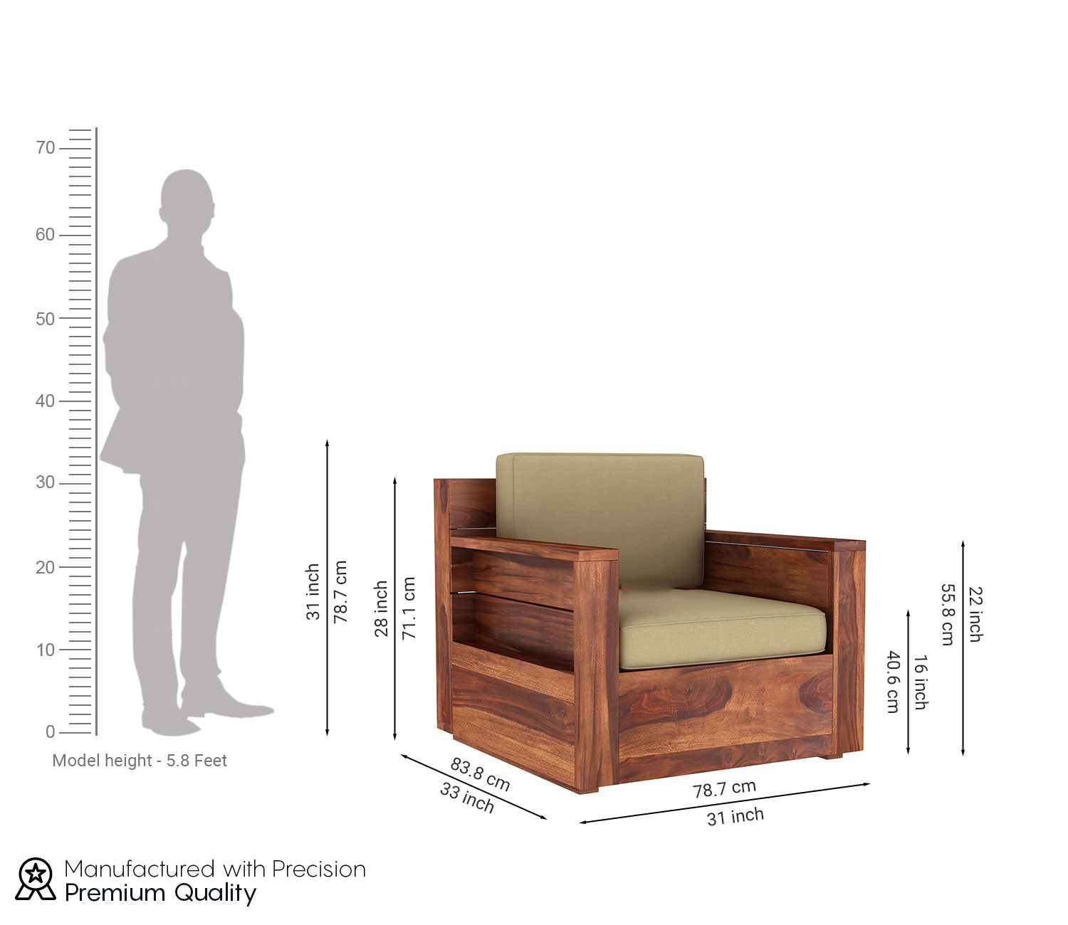 Ava Wooden Sofa 3+1+1