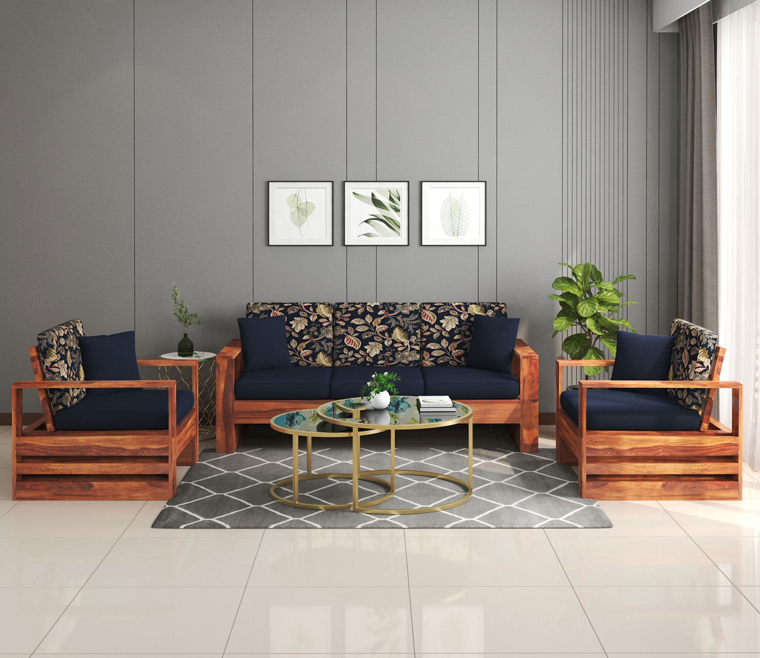 Lewis Wooden 5 Seater Sofa Set