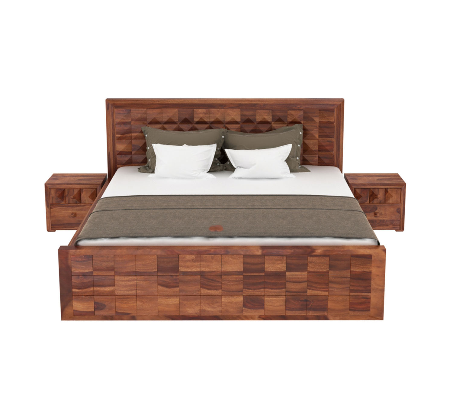 Quinn Sheesham Wood Bed with Drawer Storage