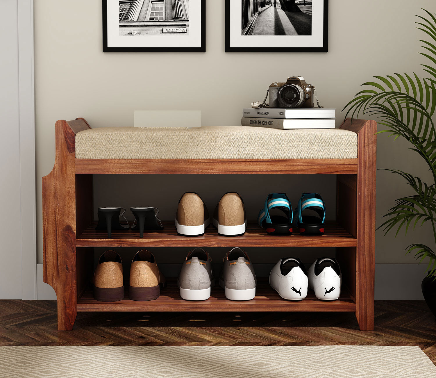 Jax Shoe Rack with Seat and Shelves