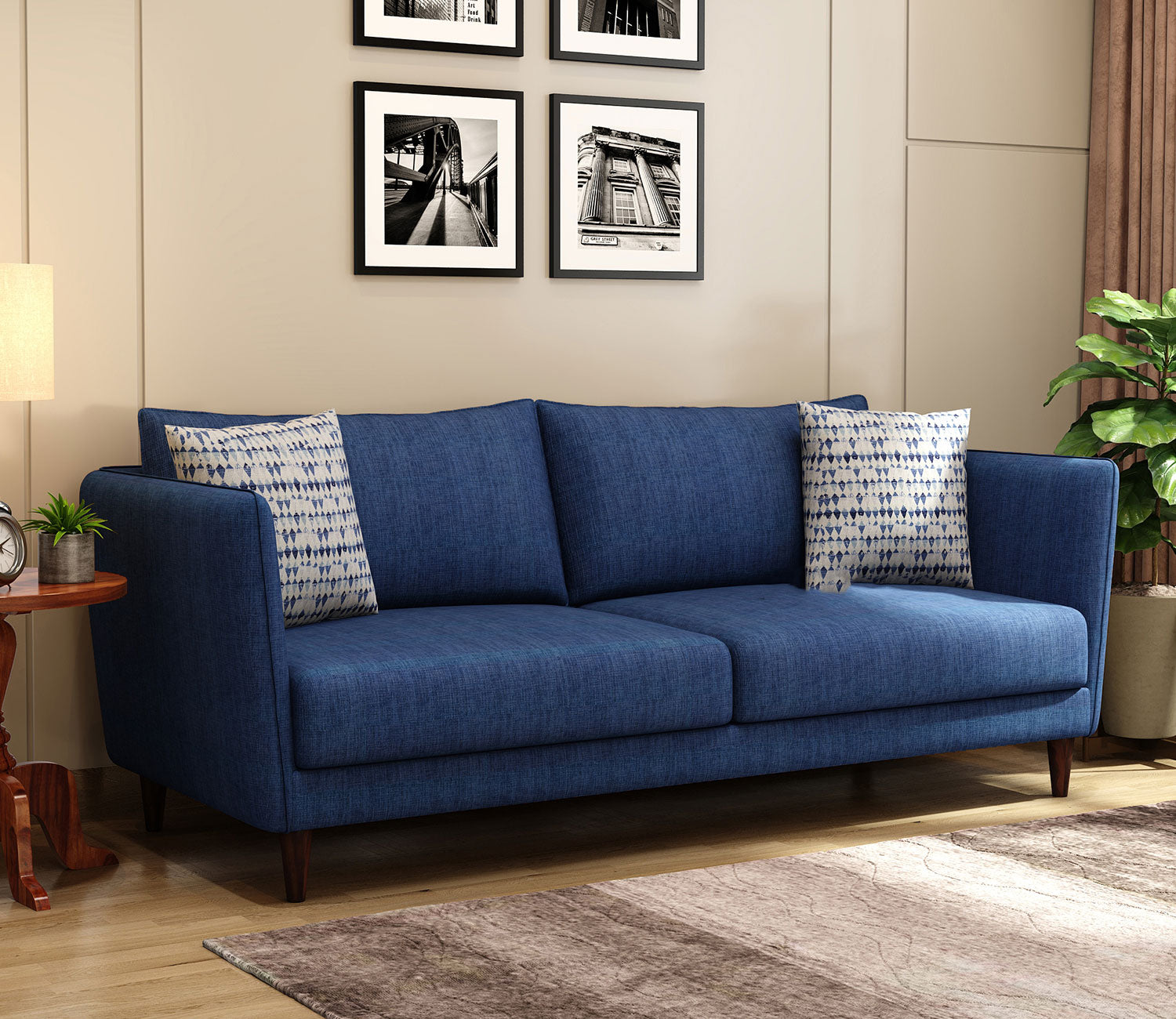 Moxie 3 Seater Living Room Sofa with 2 Lounge Chairs and 4 Cushions