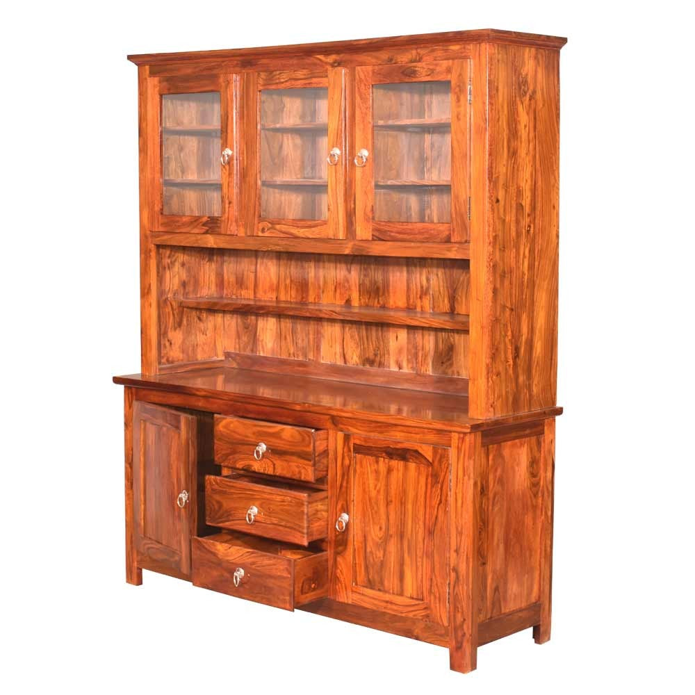 Rowan Solid Wooden Glass Crockery Almirah