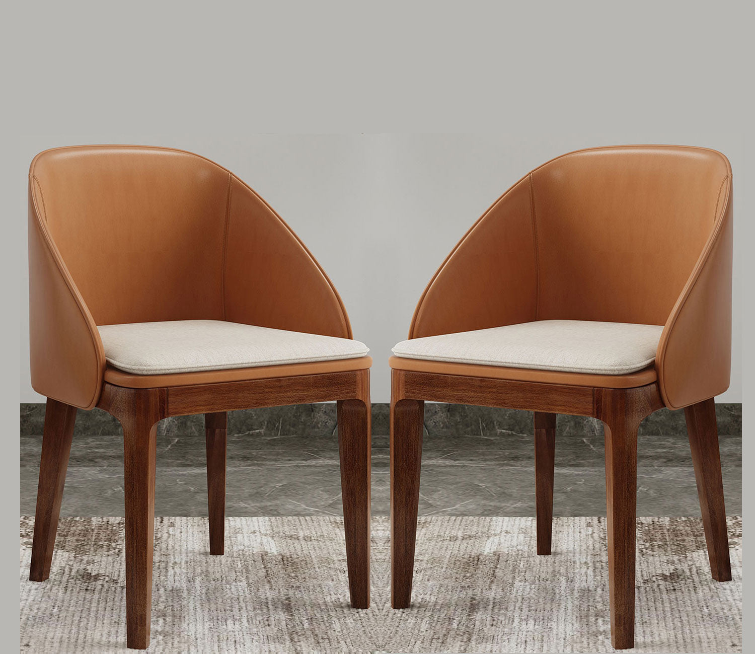Daisy Teak Wood Cushioned Dining Chair - Set of 2