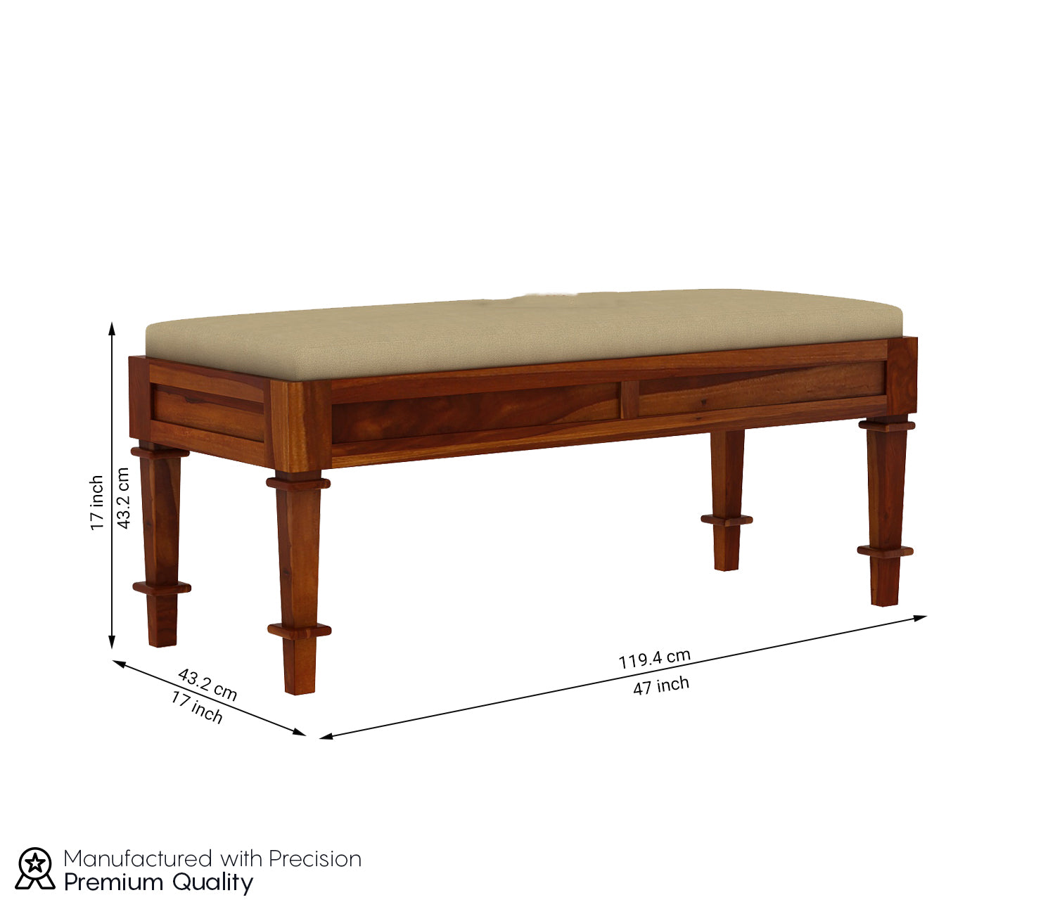 Nicolas Bench with Upholstery