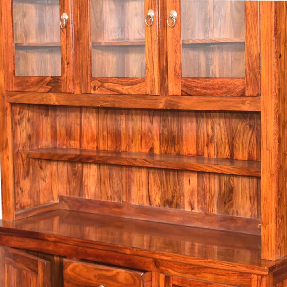 Rowan Solid Wooden Glass Crockery Almirah