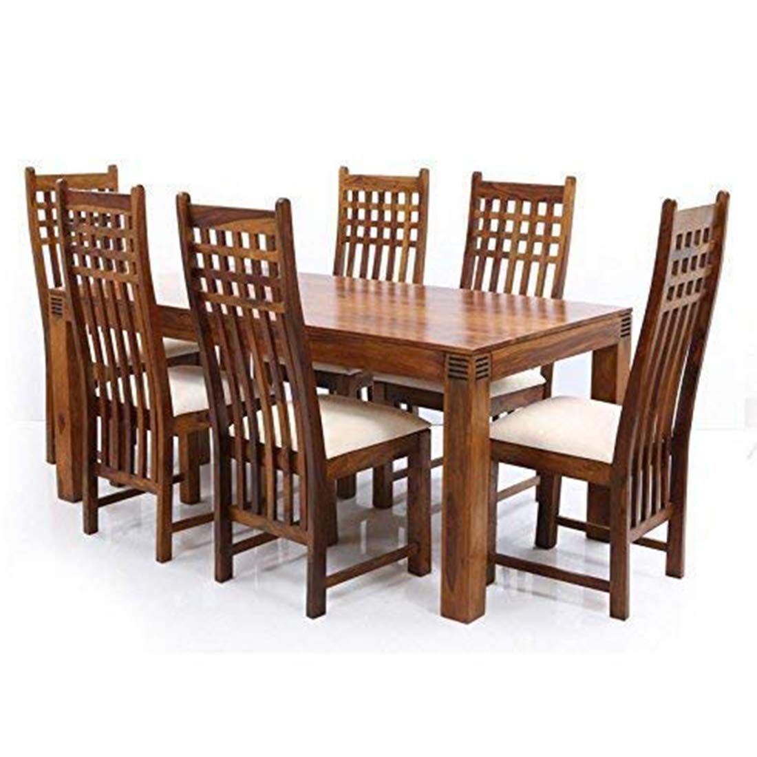 Solid Sheesham Wood 6 Seater Dining Set with Chair for Dining Room