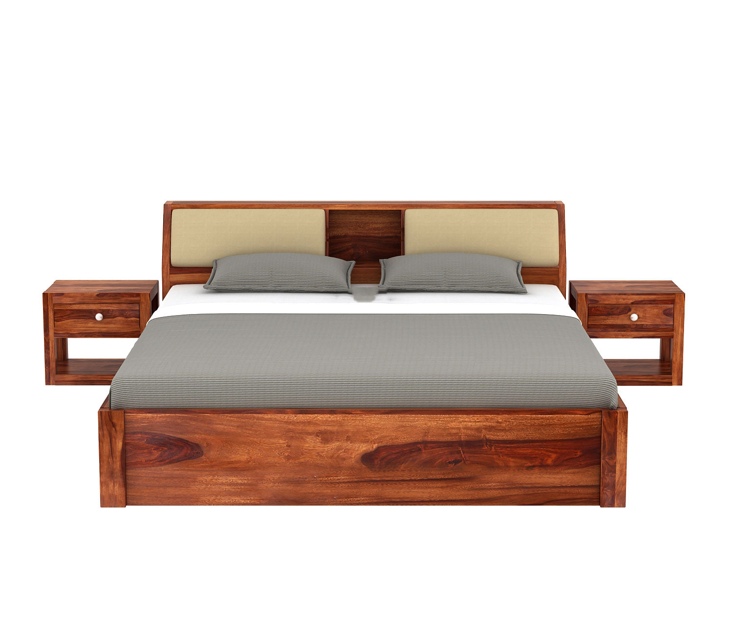 Raphael Sheesham Wood Bed With Side Storage