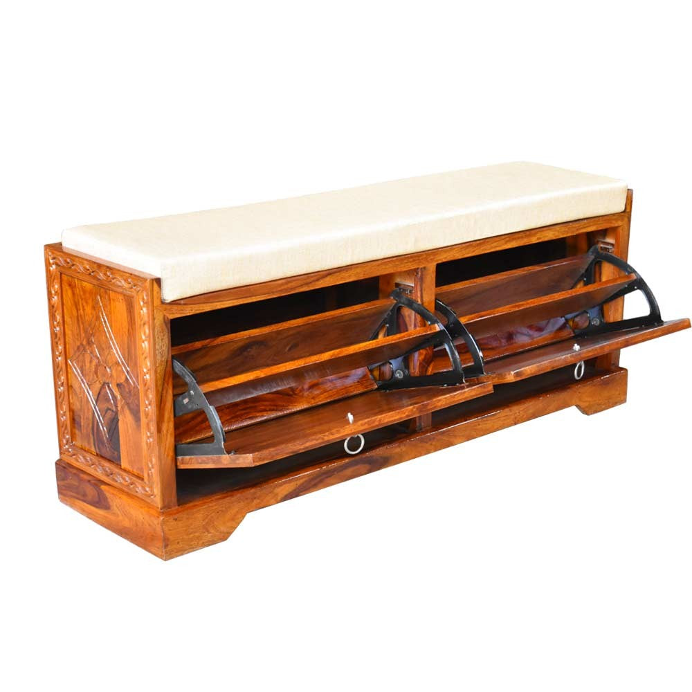 Kailani Solid Wood Florito Carbing Footwear Table