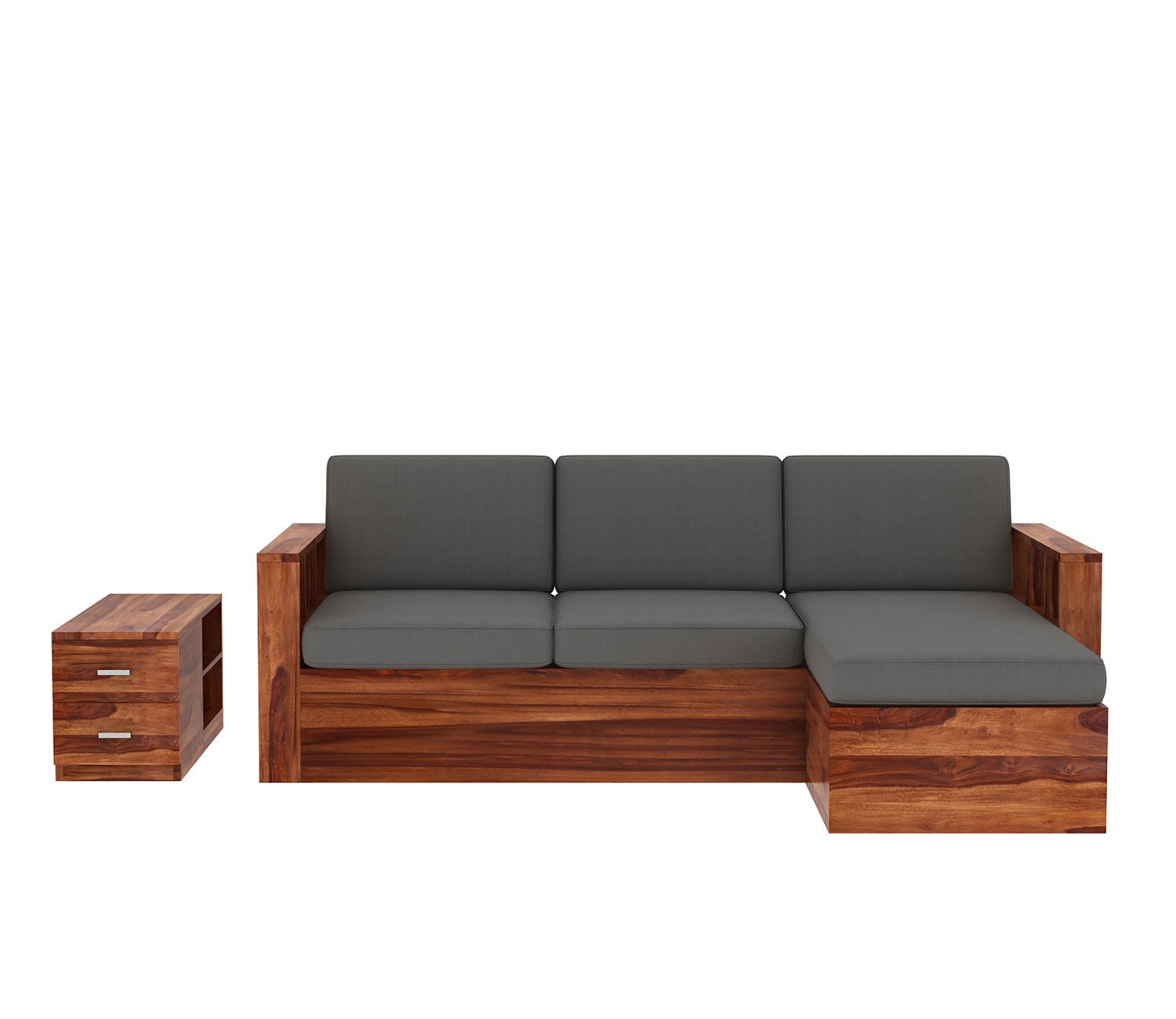Herman L-Shaped Sheesham Wood Multifunctional Corner Sofa with Storage