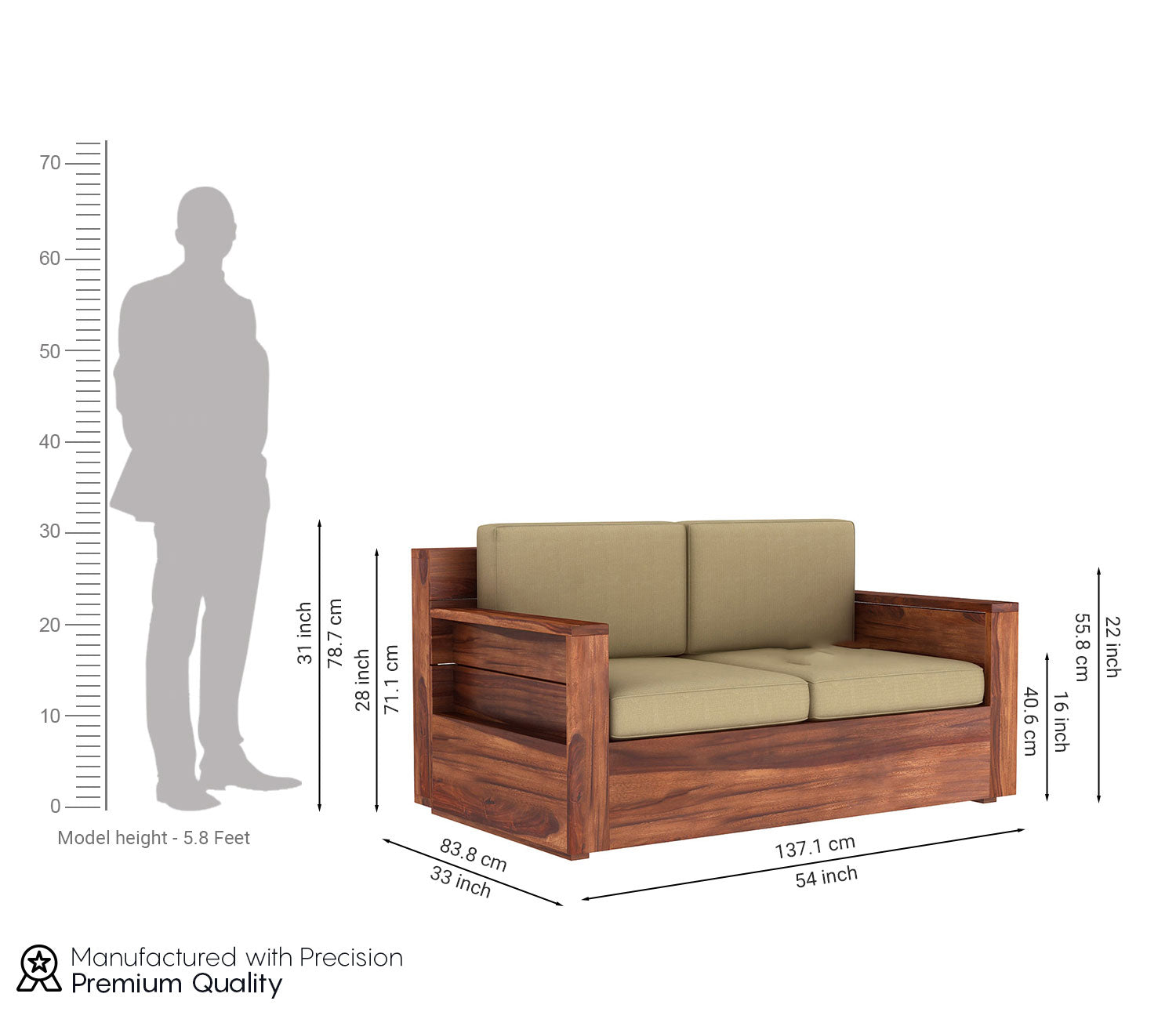 Ava Wooden Sofa 3+1+1