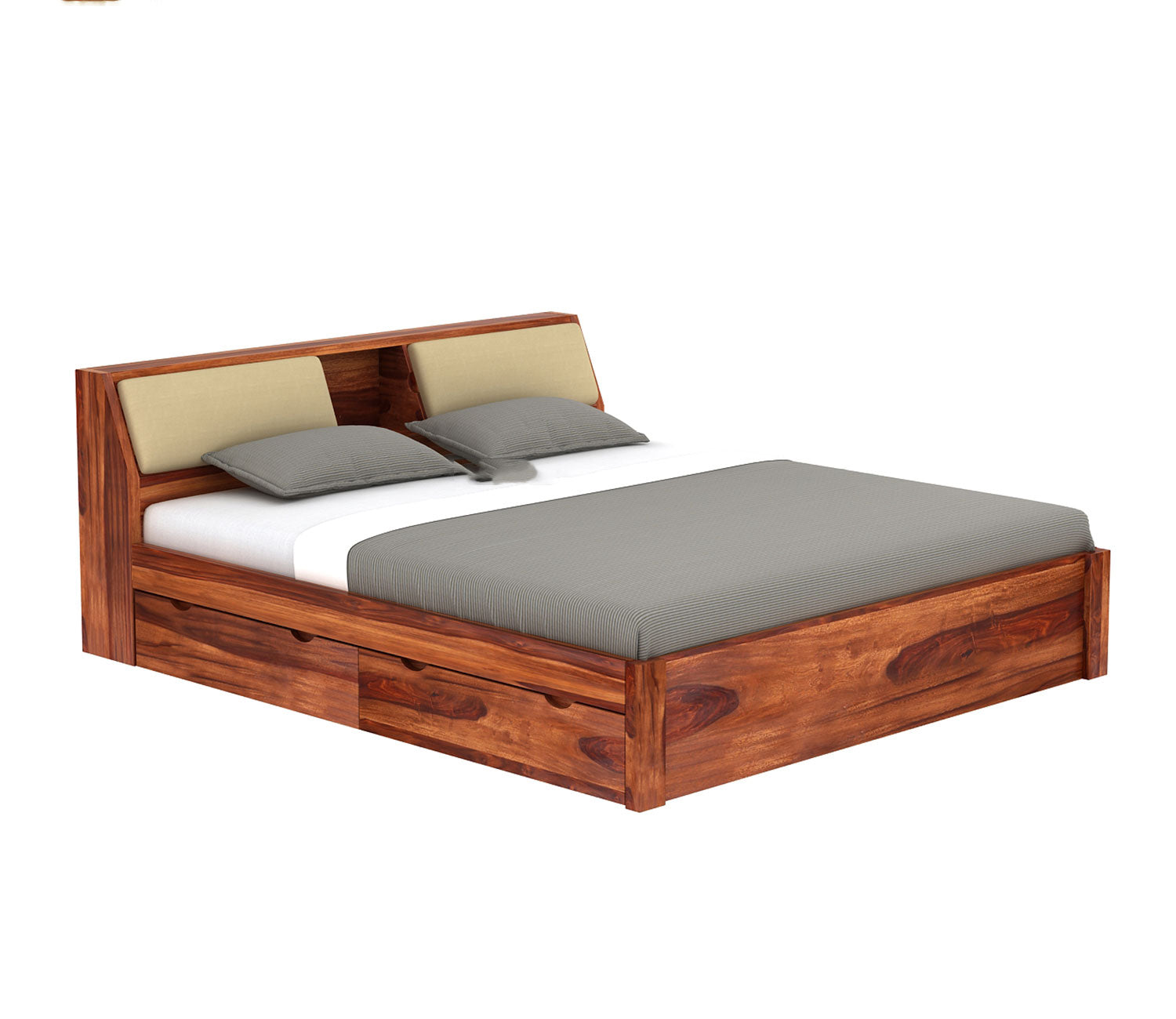 Raphael Sheesham Wood Bed With Side Storage