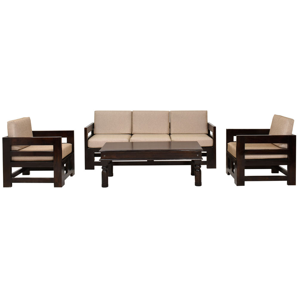 Zainab Wood Stegen 5 Seater Sofa set